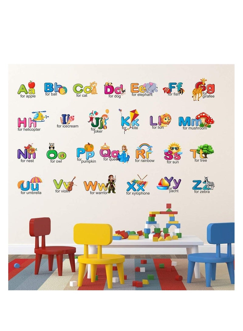 مملكة الإكسسوارات ملصق حائط للحروف الهجائية من الفينيل للأطفال الصغار لتعليم الحضانة ومرحلة ما قبل المدرسة ورياض الأطفال (120 × 70 سم) - Image 1