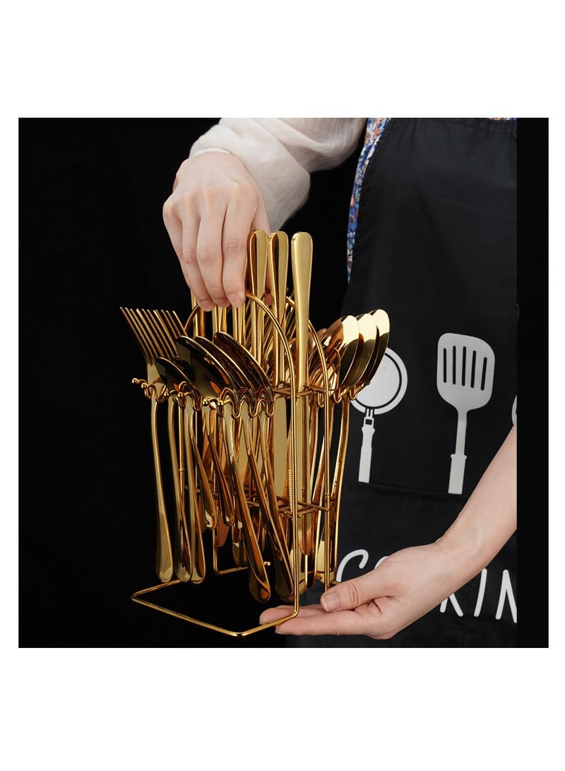MissTiara 24 Piece Hanging Stainless Steel Flatware Service Set with Bracket - Image 3
