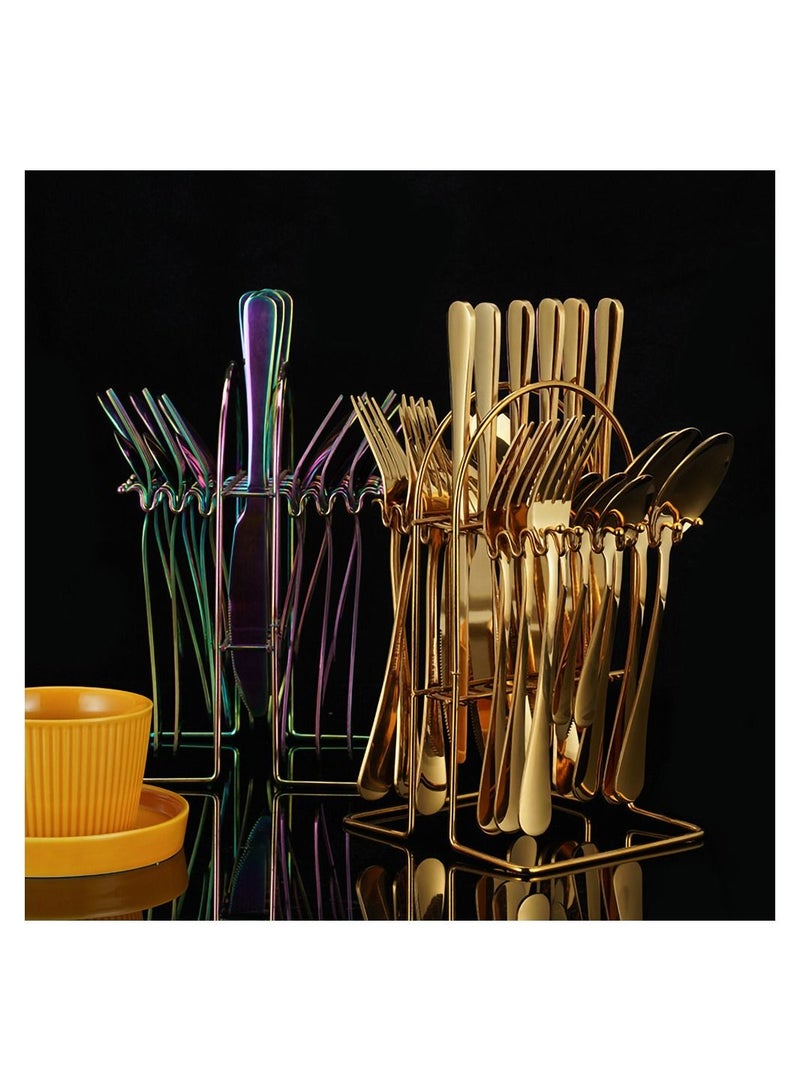 MissTiara 24 Piece Hanging Stainless Steel Flatware Service Set with Bracket - Image 4
