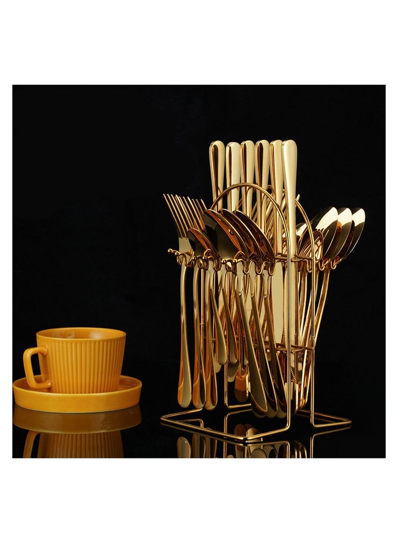 MissTiara 24 Piece Hanging Stainless Steel Flatware Service Set with Bracket - Image 2
