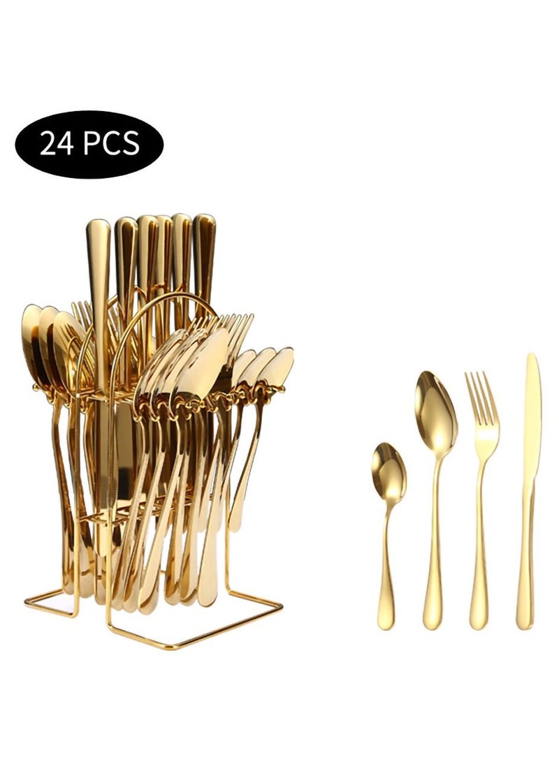 MissTiara 24 Piece Hanging Stainless Steel Flatware Service Set with Bracket - Image 1