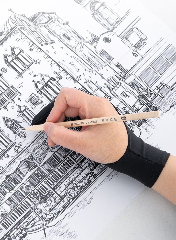 Artist Drawing Glove 3 Layer Palm Two Finger - Image 4