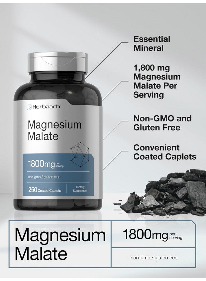 Horbäach Magnesium Malate 1800mg | 250 Coated Caplets | Vegetarian, Non-GMO, Gluten Free Supplement - Image 4