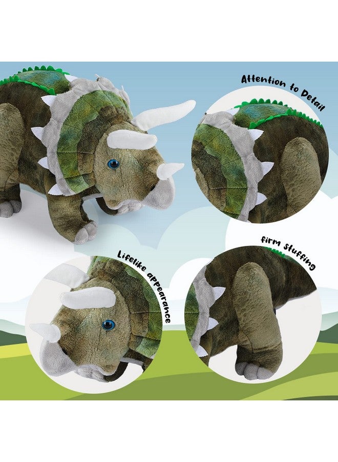 AULUDA Dinosaur Plush Toy, Triceratops Stuffed Animal Throw Plushie Pillow Doll, Soft Grey Fluffy Friend Hugging Cushion - Present For Every Age & Occasion - Image 3
