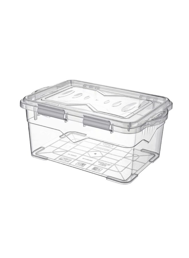 Titiz Reusable container box BPA free food storage container airtight seal lid & clips dishwasher & freezer safe transparent grey 13 liters - Image 1