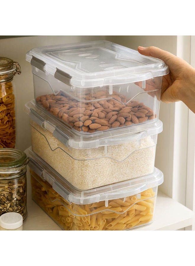 Titiz Reusable container box BPA free food storage container airtight seal lid & clips dishwasher & freezer safe transparent grey 13 liters - Image 2