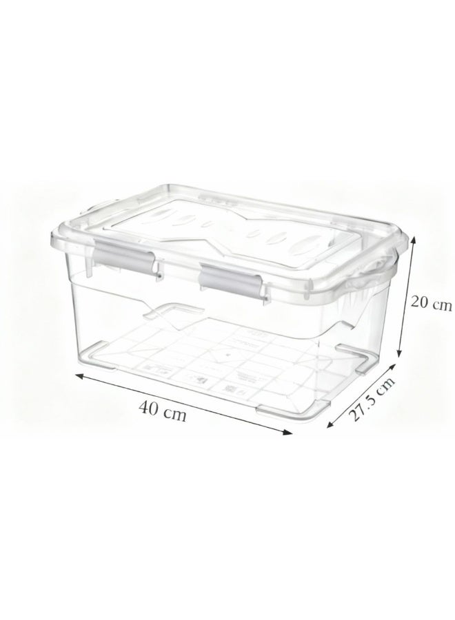 Titiz Reusable container box BPA free food storage container airtight seal lid & clips dishwasher & freezer safe transparent grey 13 liters - Image 4
