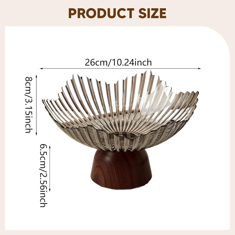 predolo Pedestal Snack Bowl Multipurpose Fruit Tray Creative Storage Holder Lightweight PET Material with Removable Drain Tray Suitable for Home, Clear Gray - Image 2