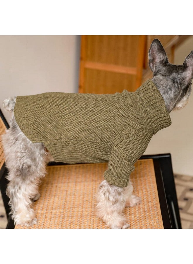 فيت وورم سترة كلاب محبوكة حرارية، معطف شتوي للكلاب، ملابس للحيوانات الأليفة، سترة ذات رقبة مدورة للكلاب، ملابس جرو، بدلة رياضية للقطط، أخضر حكيم متوسط - Image 4