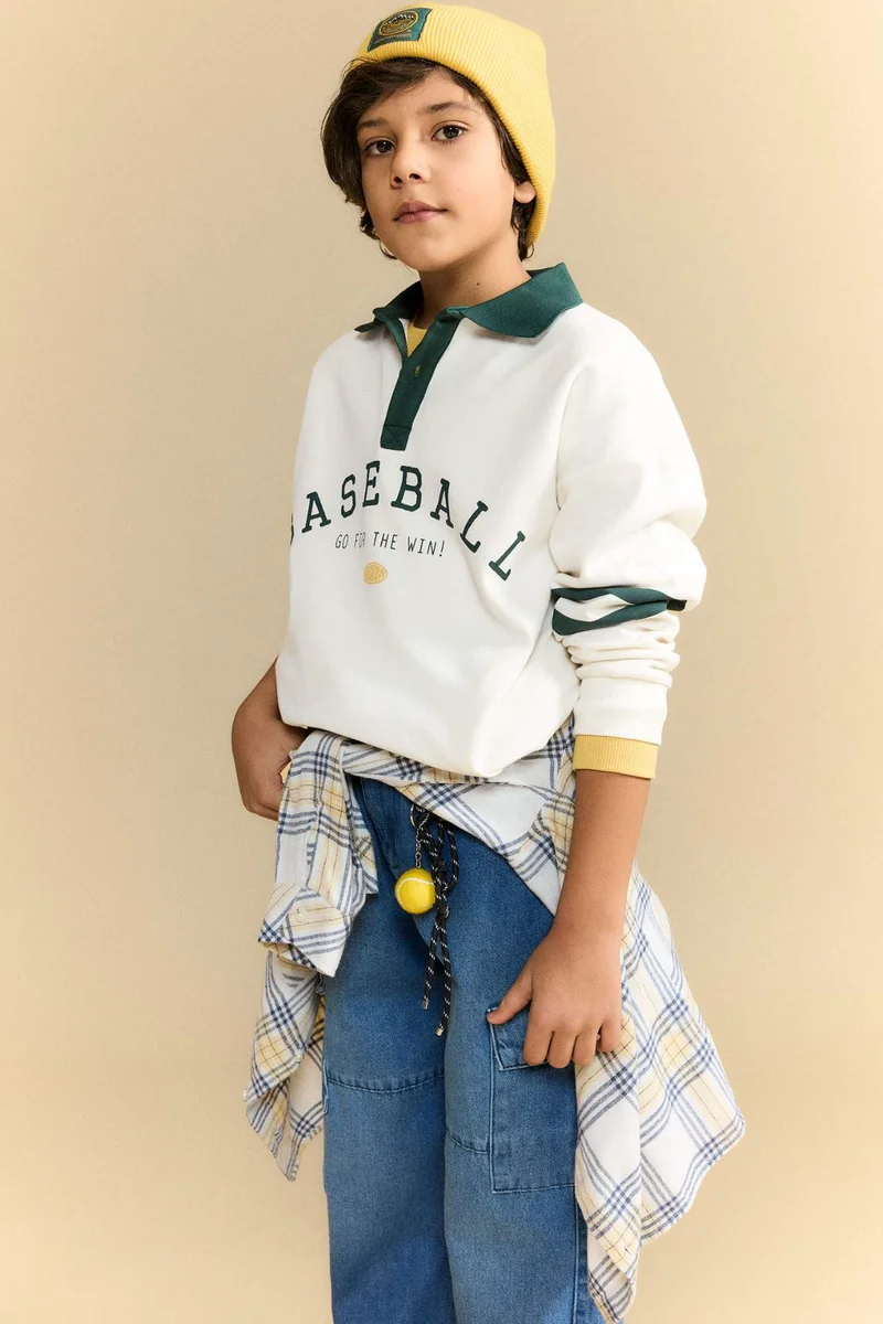 DeFacto Boy Oversize Long Sleeve Polo T-Shirt