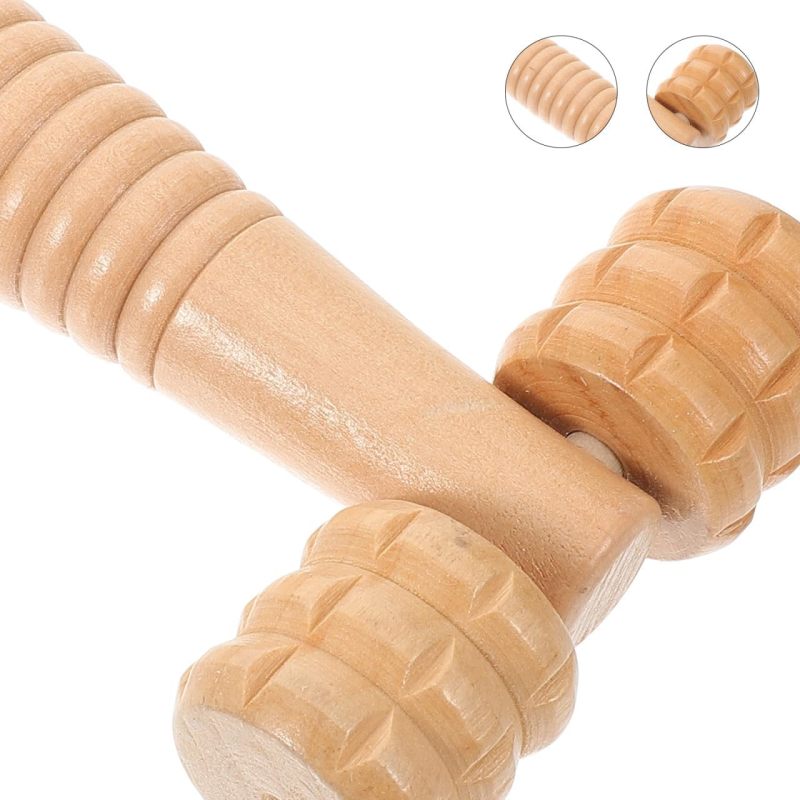Wooden Massage Roller Beige Portable Handheld Design - Multi-Part Relief Massage Tool for Home Travel Daily Self Care - Image 4