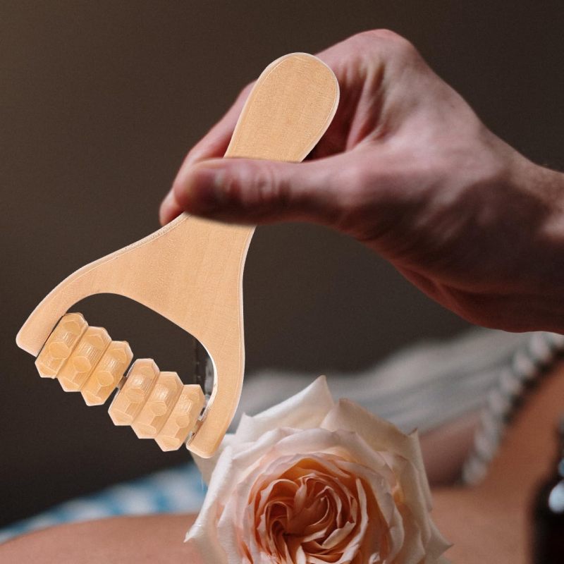 Wooden Massage Roller Beige Portable Handheld Design - Multi-Part Relief Massage Tool for Home Travel Daily Self Care - Image 3