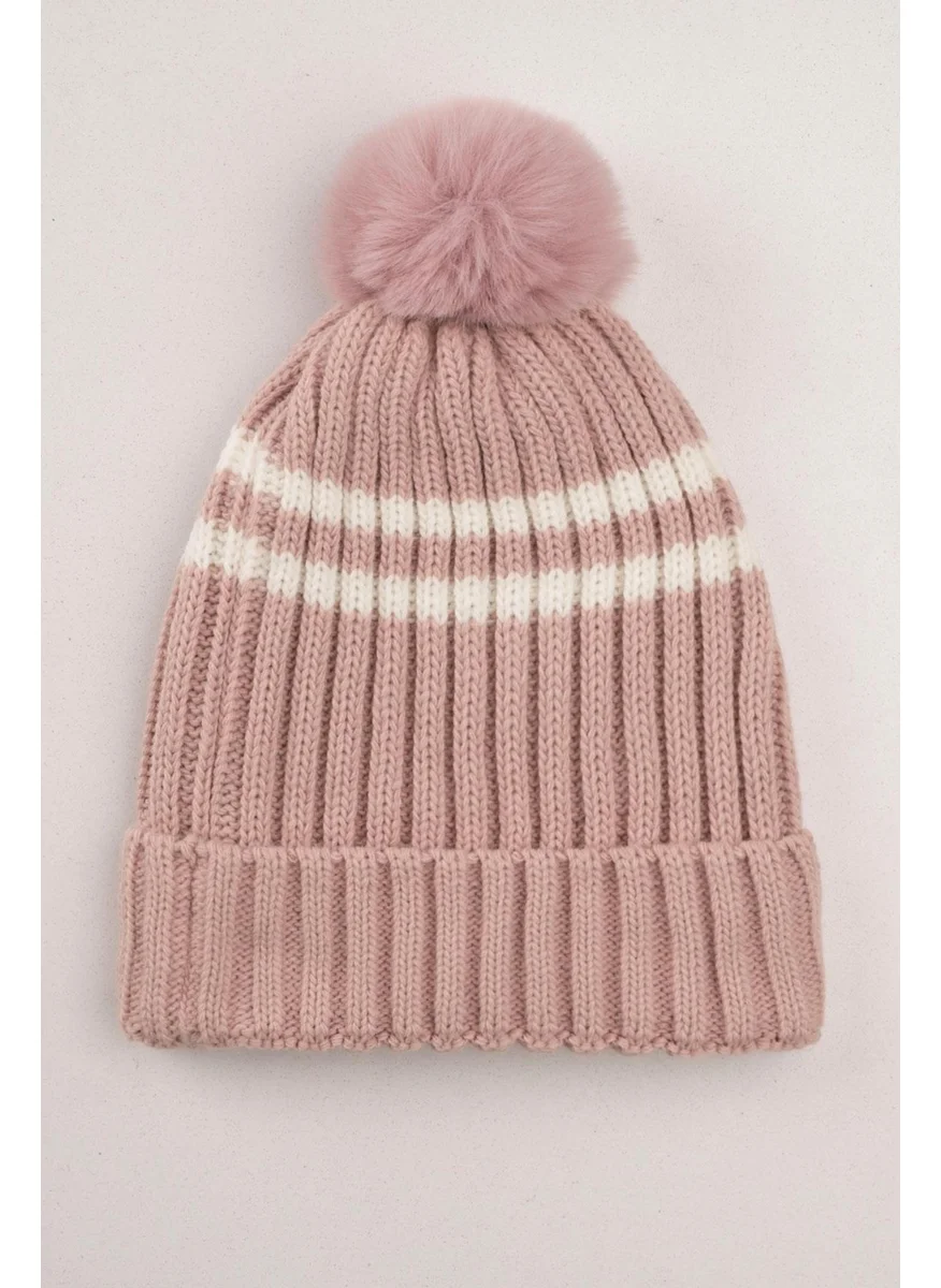 Recos Striped Dusty Rose Color Beret
