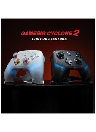 Professional Wireless Gamepad GameSir Cyclone 2 Game Controller for PC / Steam / Switch / Android / iOS with RGB Lamp Wireless Audio Hall Linear Trigger and Micro Trigger Switch Six-Axis Gyroscope Aluminium Alloy Charging Tower White - view 2