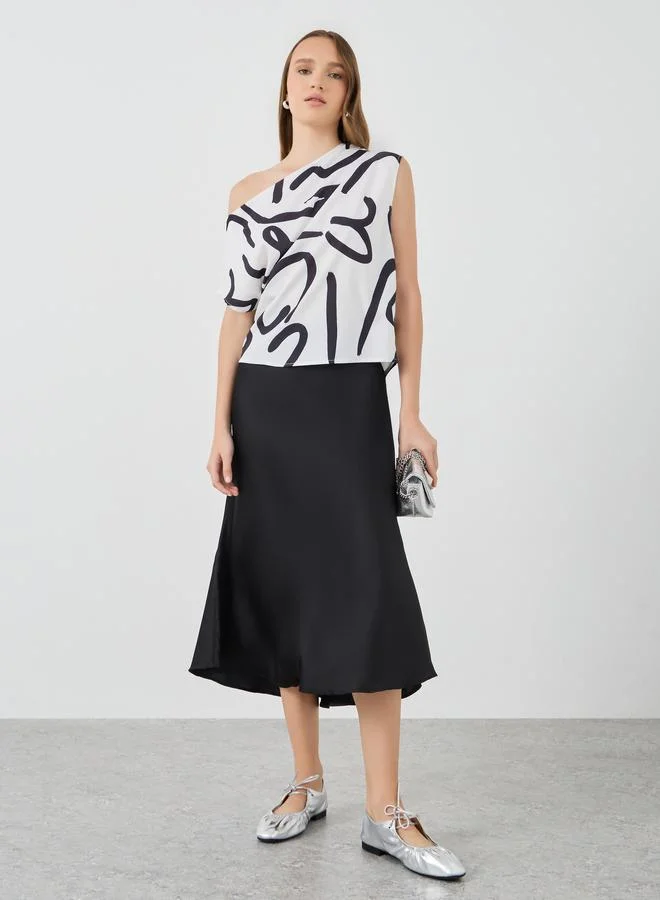 Take Two Take Two Printed One Shoulder Top