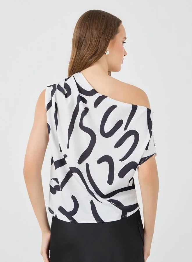 Take Two Take Two Printed One Shoulder Top