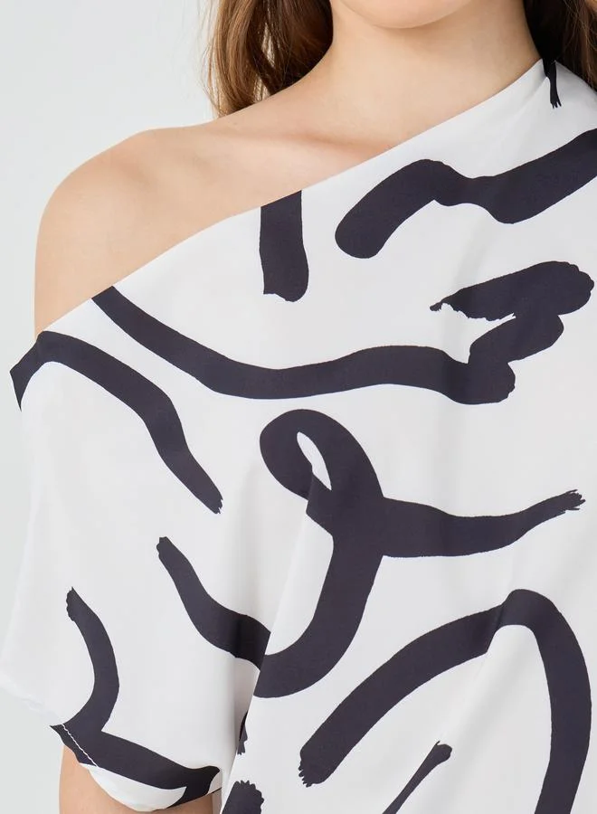 Take Two Take Two Printed One Shoulder Top