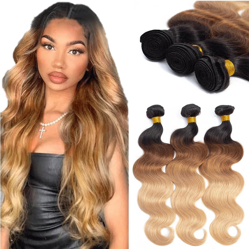12A Grade Ombre Body Wave Bundles Human Hair T1B302716 18 20 Brazilian Ombre Brown Body Wave Human Hair 3 Bundles 100 Real Unprocessed Virgin Remy Hair Quick Weave