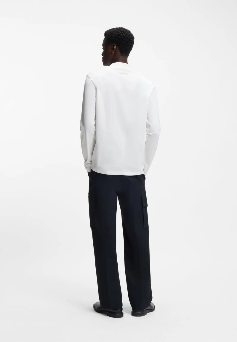 HUGO Mock-neck slim-fit T-shirt in mercerised cotton