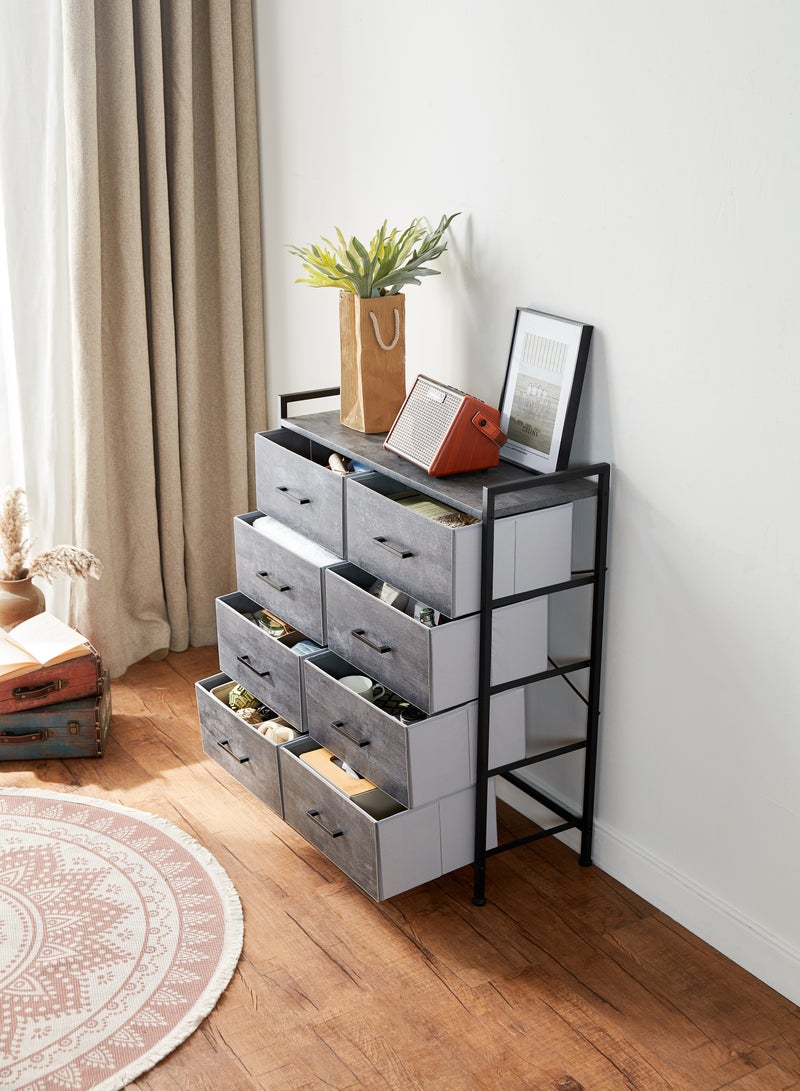 LINSY LINSY - Dresser with 8 Drawers,Wood Top Dresser , Large Capacity Dressers Organizer of Drawers for Bedroom, Living Room, Nursery, Entryway, Sturdy Metal Frame, Easy Pull Handle, Silver Color, Size 80 L, 28.7 W, 86.8 H cm - Image 1