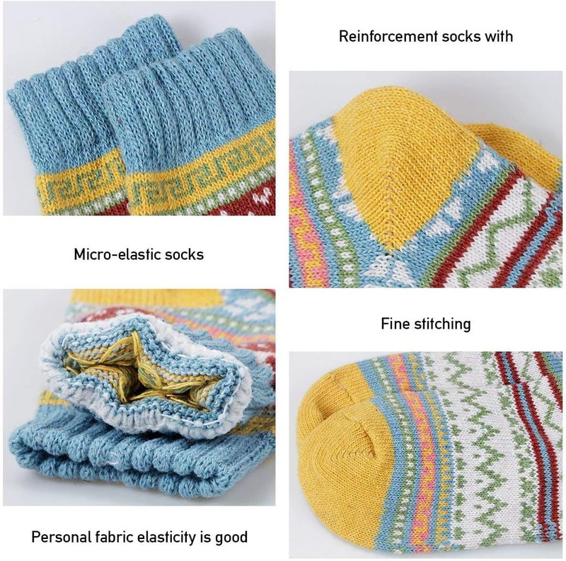 ChicAbode Womens Wool Socks 5 Pairs Winter Warm Socks Thick Knit Wool Soft Vintage Casual Crew Socks Gifts for Women Men - Image 4