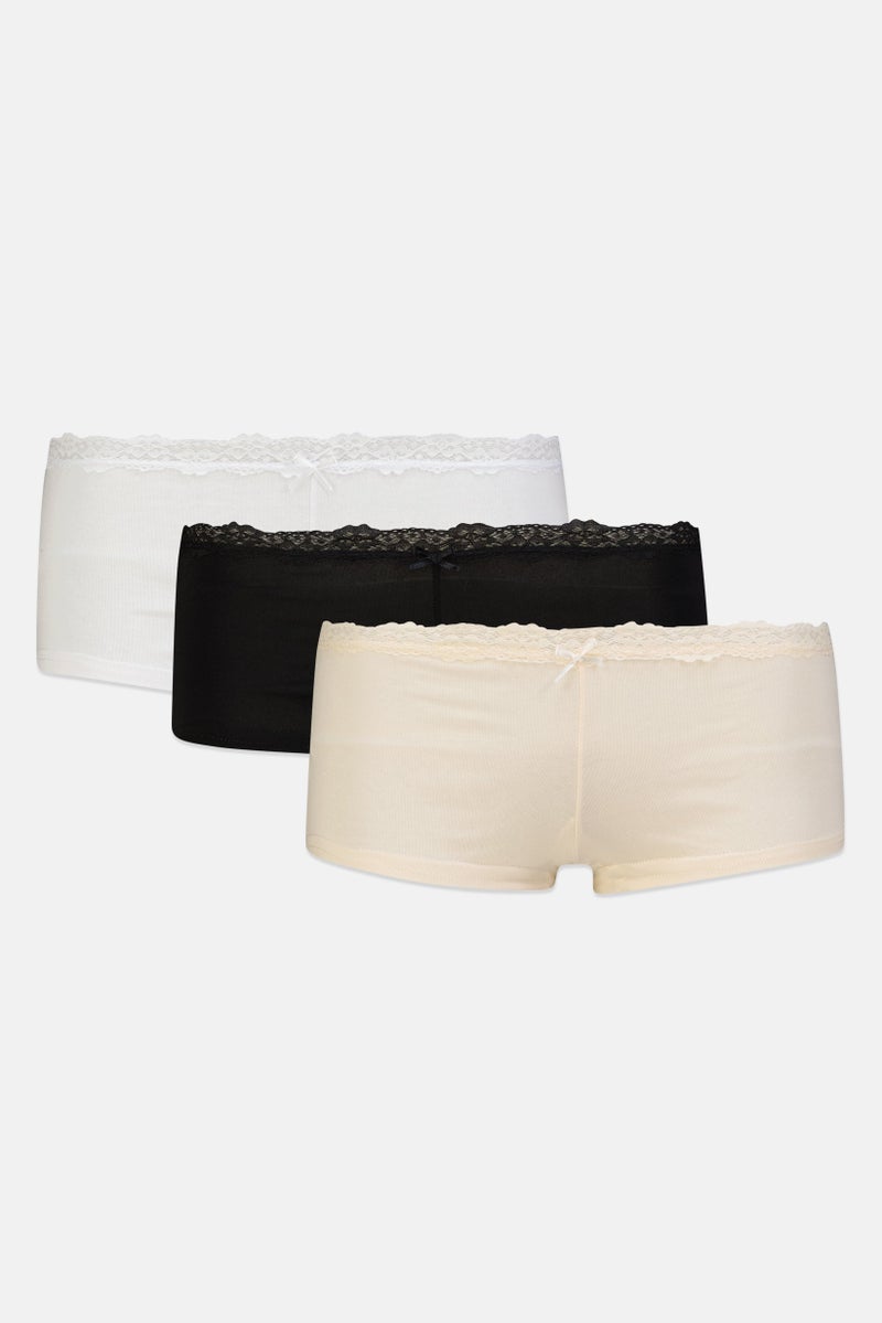 bebe Women 3 Pieces Brand Logo Boyshorts, Multicolor - Image 2