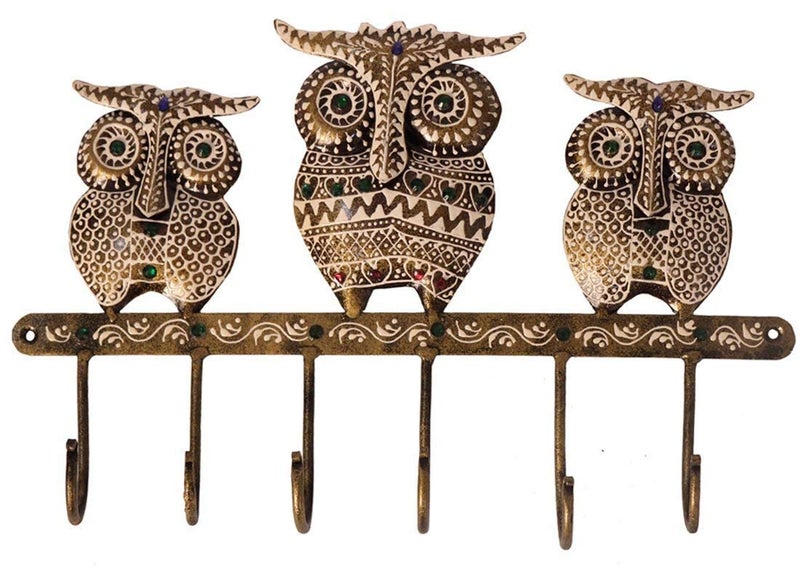 Satya Vipal Satya VipalClassic Owl Design Metal Wall Hook Hanger 35 cm x 5 cm x 23 cm  - Image 1