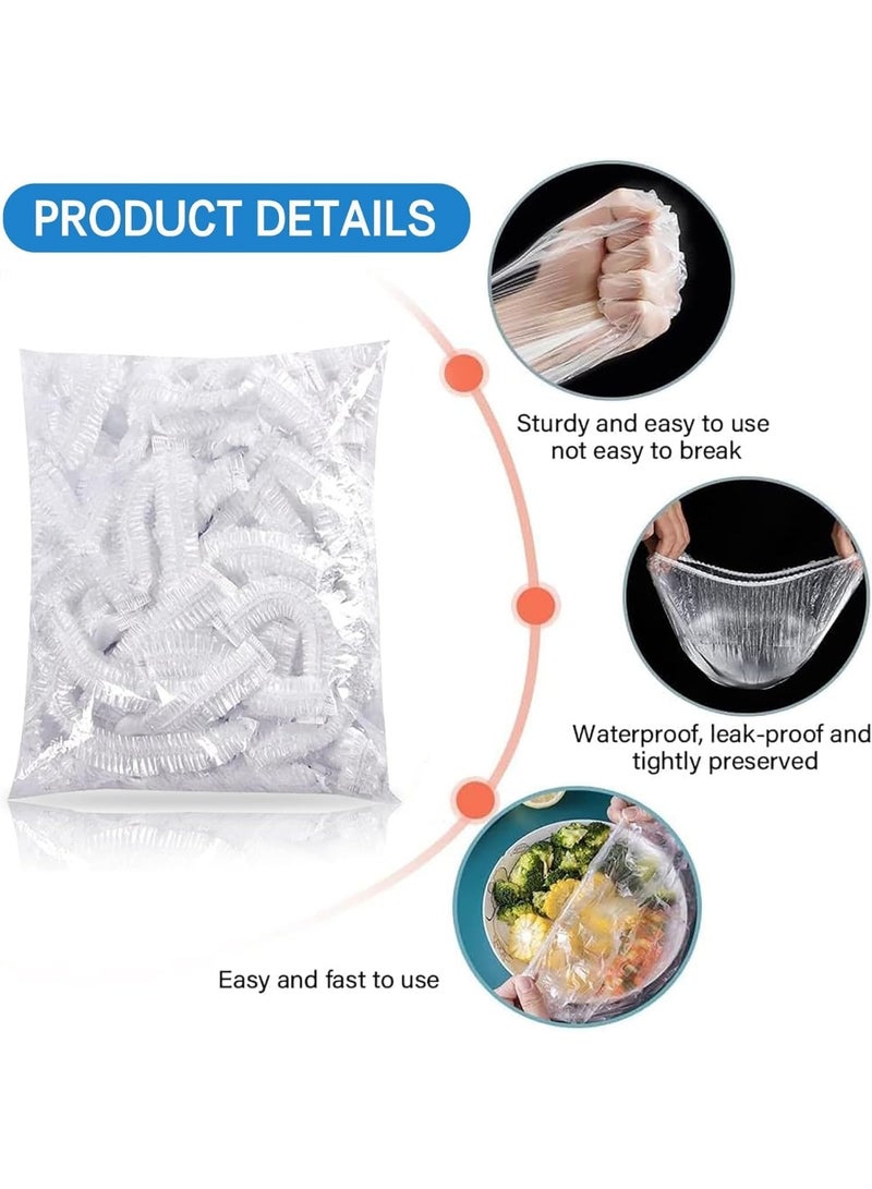 Meetion 100pcs Disposable Food Cover Plastic Wrap｜Fresh Keeping Bags Food Storage Covers｜Plastic Disposable Cling Film｜Containers Caps Fridge Storage Kitchen Transparent Saver Bag - Image 3