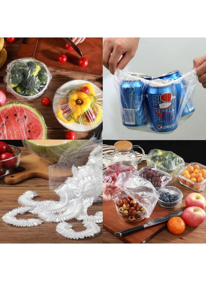 Meetion 100pcs Disposable Food Cover Plastic Wrap｜Fresh Keeping Bags Food Storage Covers｜Plastic Disposable Cling Film｜Containers Caps Fridge Storage Kitchen Transparent Saver Bag - Image 5