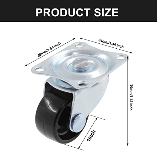 Luomorgo 1 inch Dia Swivel Caster Wheels Rubber Base with Rectangle Top Plate Bearing Heavy Duty 8pcs - Image 3