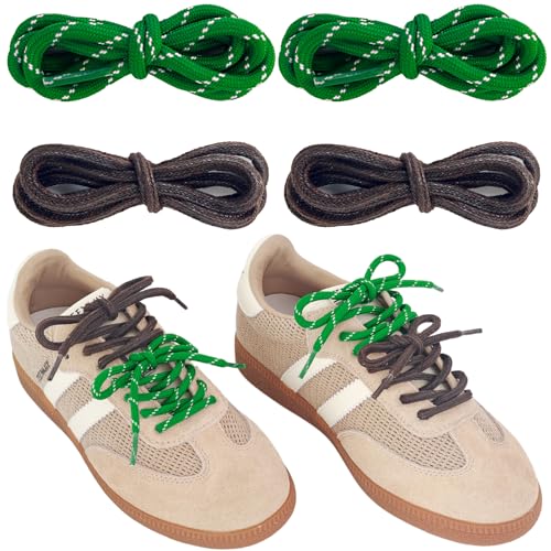 UamGlsob 4PCS Multi Color Shoe Laces for Sneakers, Cool Fun Cute Design DIY Fashion Colored Shoelaces Replacement Strings (Multicolor2-Green) - Image 1