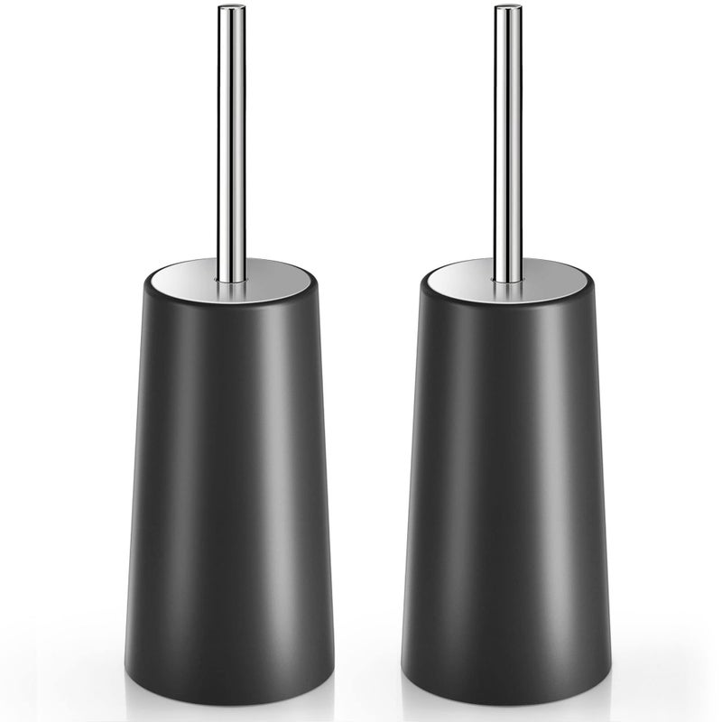 Wsedor Toilet Brush and Holder, 2 Pack Toilet Brush with 304 Stainless Steel Long Handle, Toilet Bowl Brush for Bathroom Toilet-Ergonomic, Elegant,Durable (Black) - Image 1