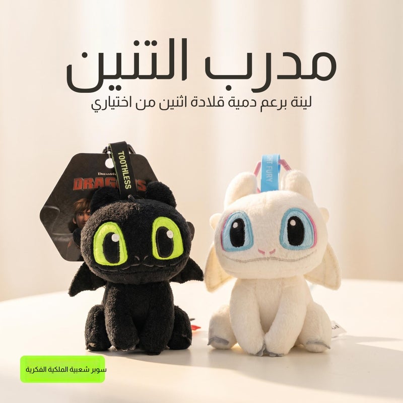 How to Train Your Dragon Plush Keychain Charm - Night Fury & Light Fury - Image 1