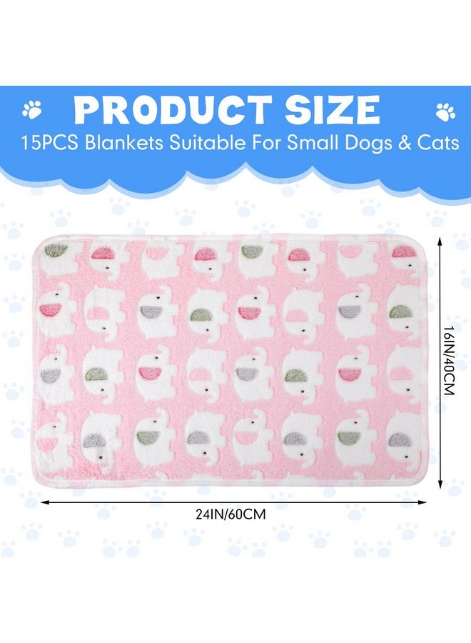Chumia Chumia 15 Pcs Blankets for Dog Cat Soft Fluffy Fleece Washable Pet Dog Pattern Print Fleece Blankets for Pets Throw Warm Bed Mat for Puppy Cat 3 Colors, 24 x 16 Inches(Elephant) - Image 2