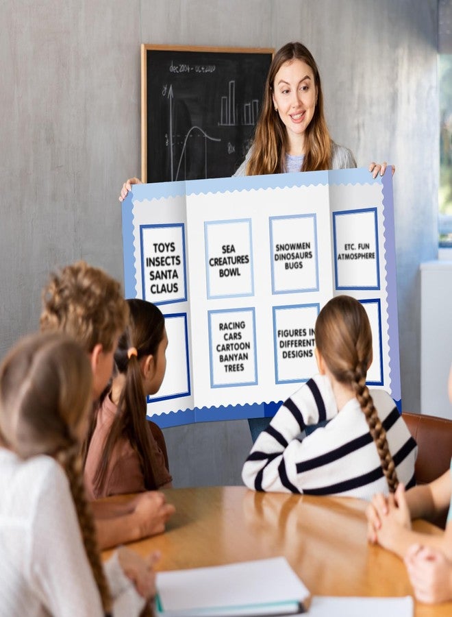 Dinifee 42 Pcs Science Fair Board Supplies Include 24 Trim Scalloped Bulletin Board Borders 18 Presentation Board Subtitles for Classroom Office Display Boards (Blue) - Image 5