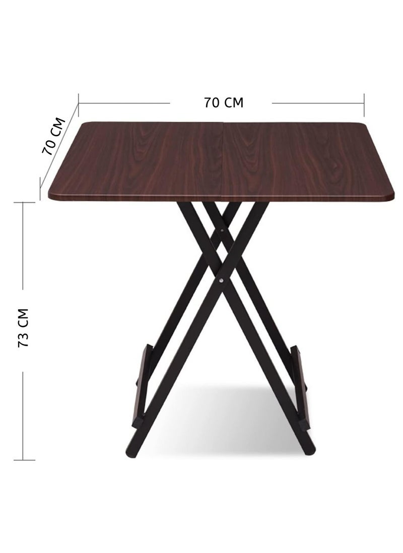 Yuwell Folding Table Small Dining Table Coffee Table Simple Leisure Desk With X-Crossed Feet For Outdoor Picnic Patio Garden And Cooking Outdoor Table Coffee End Table 70X70X73CM Dark Brown  - Image 2