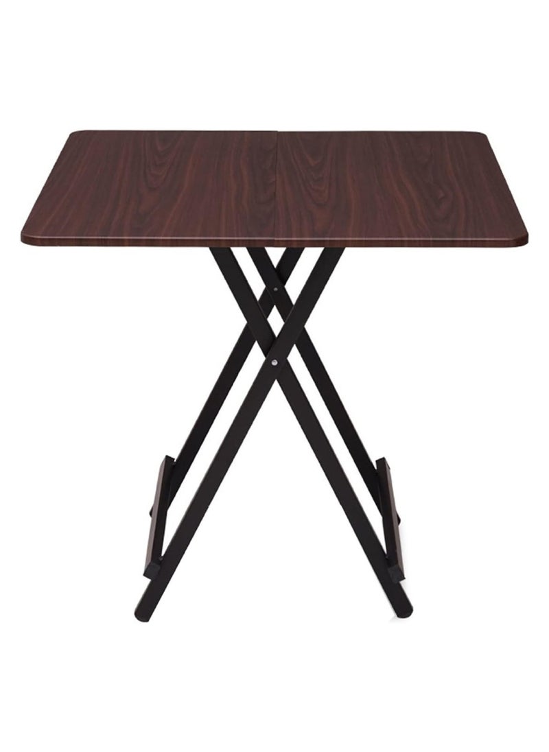 Yuwell Folding Table Small Dining Table Coffee Table Simple Leisure Desk With X-Crossed Feet For Outdoor Picnic Patio Garden And Cooking Outdoor Table Coffee End Table 70X70X73CM Dark Brown  - Image 1