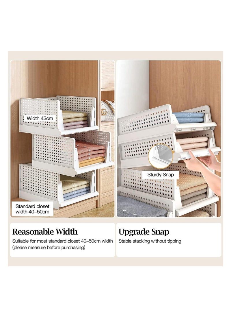 XVersion - Wardrobe Clothes Organizer, Stackable & Collapsible Storage Basket, XVersion 4pcs Drawer Rack Folding Storage Box for Wardrobe Cabinet Kitchen Bathroom Office Closet Organizer (43L x 33.5W x 14H) - Image 1