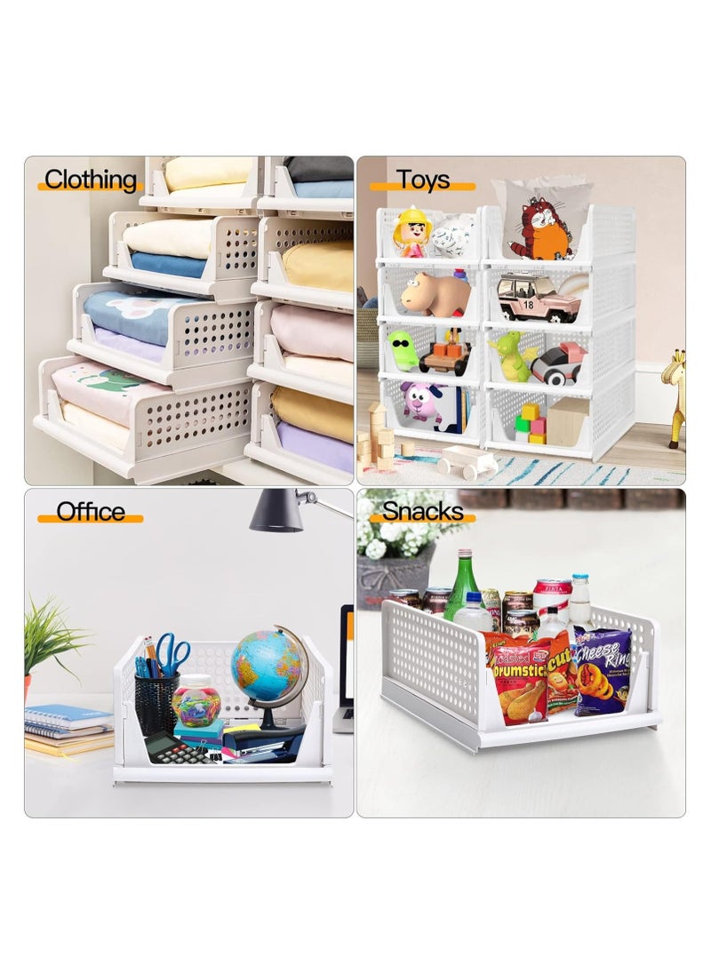 XVersion - Wardrobe Clothes Organizer, Stackable & Collapsible Storage Basket, XVersion 4pcs Drawer Rack Folding Storage Box for Wardrobe Cabinet Kitchen Bathroom Office Closet Organizer (43L x 33.5W x 14H) - Image 1