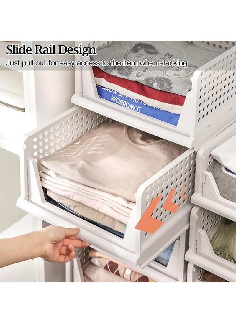 XVersion - Wardrobe Clothes Organizer, Stackable & Collapsible Storage Basket, XVersion 4pcs Drawer Rack Folding Storage Box for Wardrobe Cabinet Kitchen Bathroom Office Closet Organizer (43L x 33.5W x 14H) - Image 1