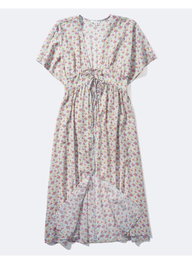 American Eagle Floral Print Ruched Waist Kaftan  - Image 3