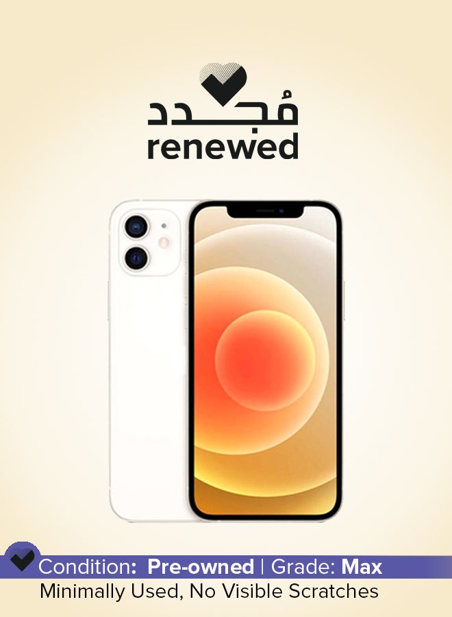 ابل  مُجدد-آيفون 12 مع تطبيق فيس تايم بذاكرة داخلية 128 جيجابايت يدعم تقنية  5G - النسخة العالمية بلون أبيض - Image 1