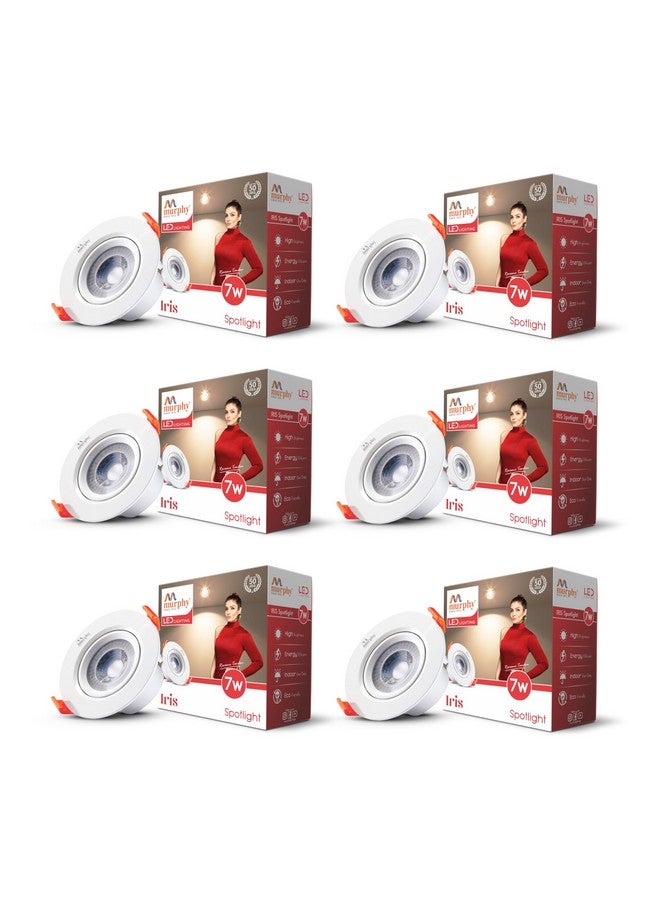 Murphy 7W IRIS LED Spot Round Panel Conceal Box Down Light(Pack of 6, Cool White) - Image 1