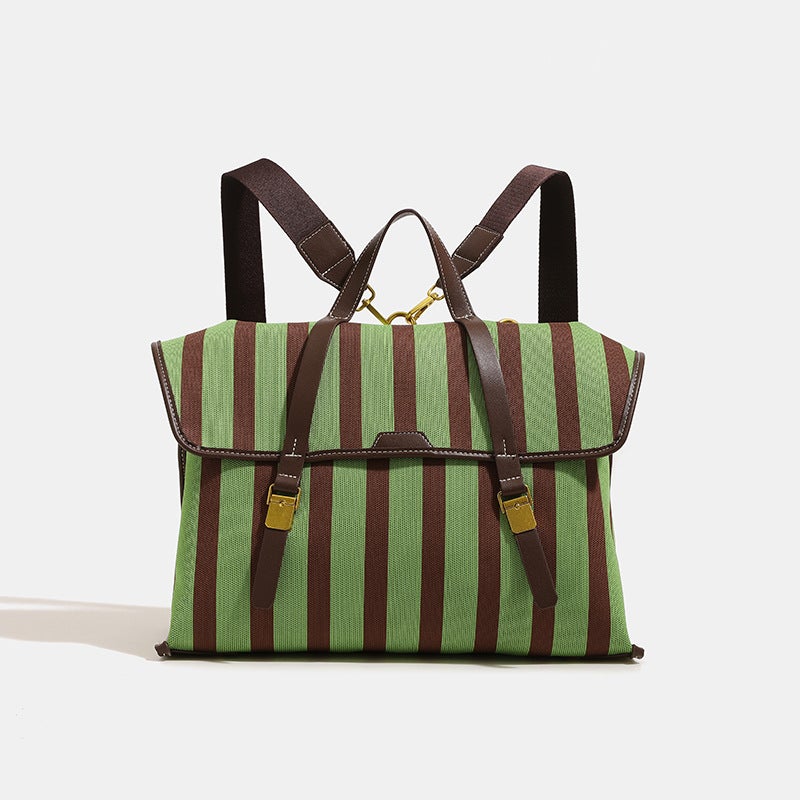 Niche Handbag Fashion Striped Backpack Large Capacity High-Class Shoulder Postman'S Bag - Image 2