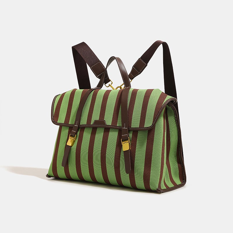 Niche Handbag Fashion Striped Backpack Large Capacity High-Class Shoulder Postman'S Bag - Image 3