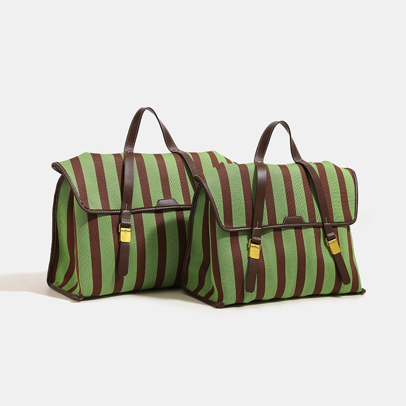 Niche Handbag Fashion Striped Backpack Large Capacity High-Class Shoulder Postman'S Bag - Image 4