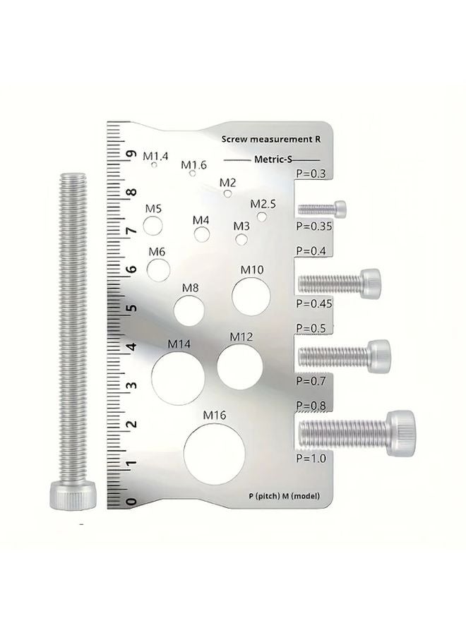 M12 Threaded Stainless Steel Screw Bolt Measuring Tape Ruler Silvery Metric Imperial - Image 1