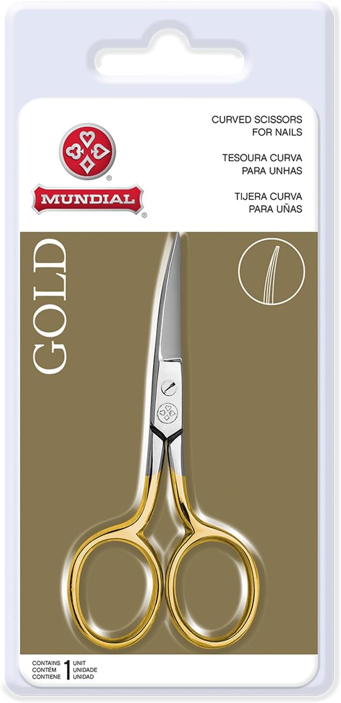 Mundial curved nail scissors 35inch gold finish handles made of stainless steel