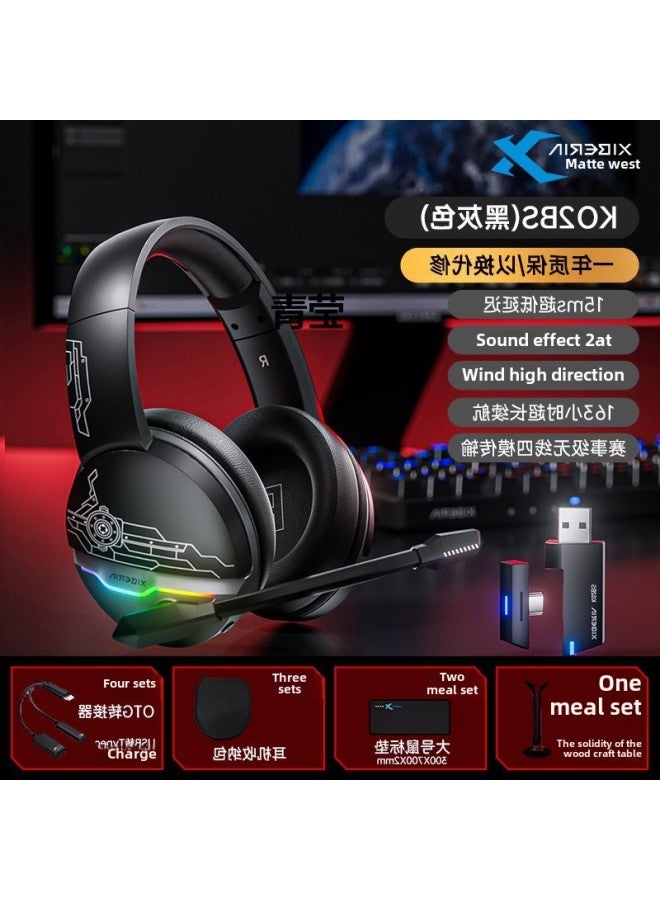 Desktop Computer Wireless 02 Headset Bluetooth E-sports Headset Game Dedicated-Colour:Package 2 Headphones + Mouse Pad Qingying 300/700/2mm Qingying Qingying K02bs Black Gray Qingying 163  - Image 4