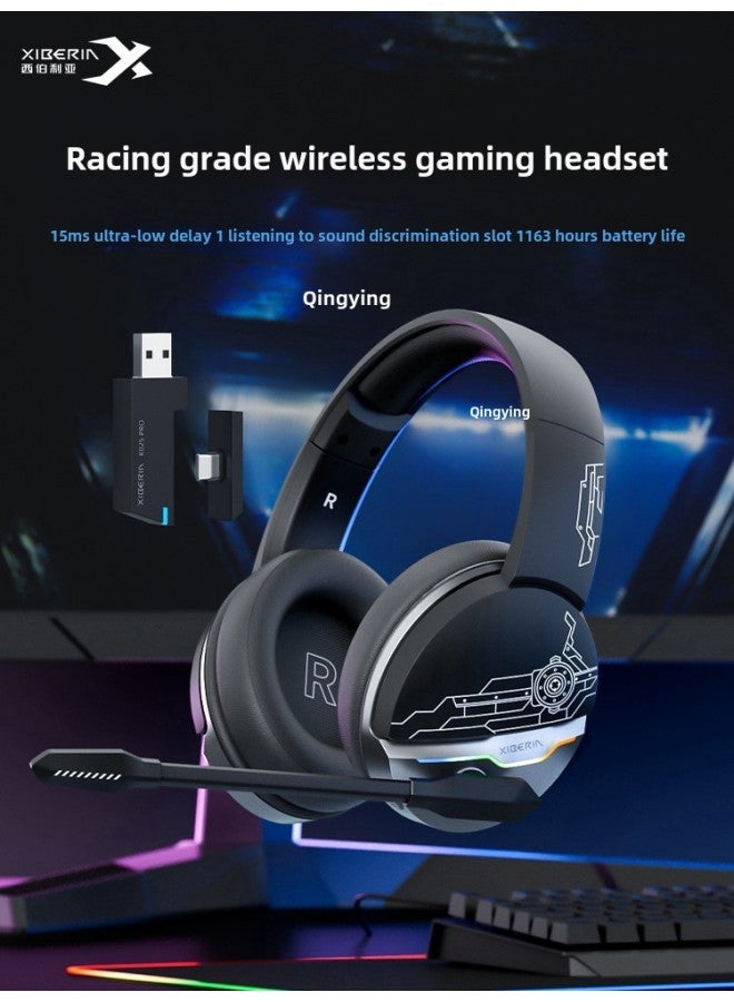 Desktop Computer Wireless 02 Headset Bluetooth E-sports Headset Game Dedicated-Colour:Package 2 Headphones + Mouse Pad Qingying 300/700/2mm Qingying Qingying K02bs Black Gray Qingying 163  - Image 2